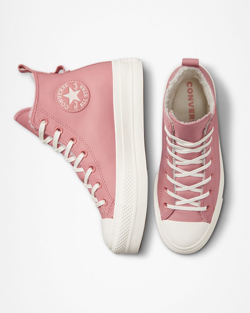 Topanky Na Platforme Converse Chuck Taylor All Star Lift Podsite Kozene Vysoke Damske Ruzove | SK 11F5KO0